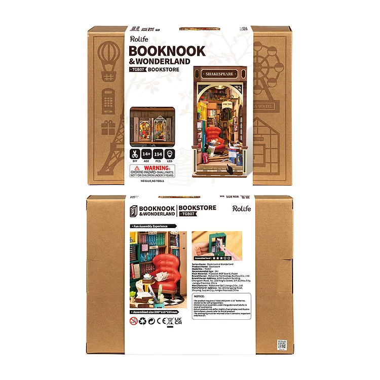 DIY Bookstore Book Nook Kit by Diokits Box In White Background