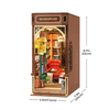 DIY Bookstore Book Nook Kit by Diokits - Front Quarter View Showing The Dimensions Of The Product 