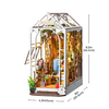 DIY Garden House Book Nook Kit by Diokits - Front View Showing The Dimensions Of The Product