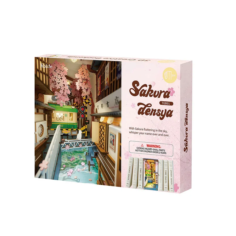 DIY Sakura Densya Book Nook Kit by Diokits Box in White Background