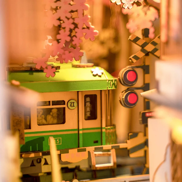 DIY Sakura Densya Book Nook Kit by Diokits - Train Detail View