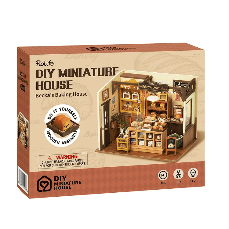 Becka's Baking House DIY Miniature Kit by Diokits - Front View Of The Product Box