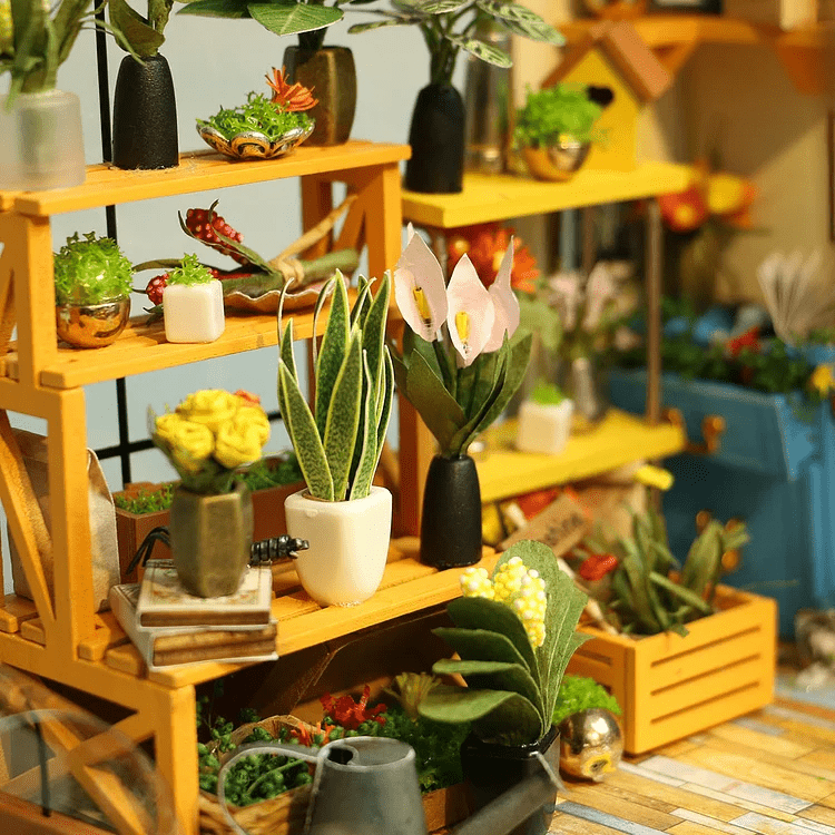 Cathy’s Flower House DIY Miniature House Kit by Diokits - Detailed Look Of Flowers