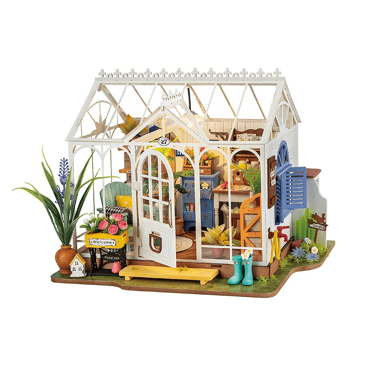 Dreamy Garden House DIY Miniature Kit by Diokits - Front View With White Background