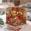 Sam's Study Library DIY Miniature House Kit by Diokits - Front View On Table Shown As Decoration